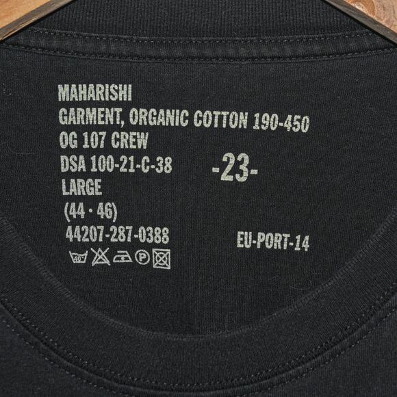 Maharishi Logo Embroidered Long Sleeve T-Shirt in Black Size Large - Picture 6 of 7
